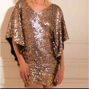 Alberto Makali Sequin Mini Dress Gold Bronze - XS